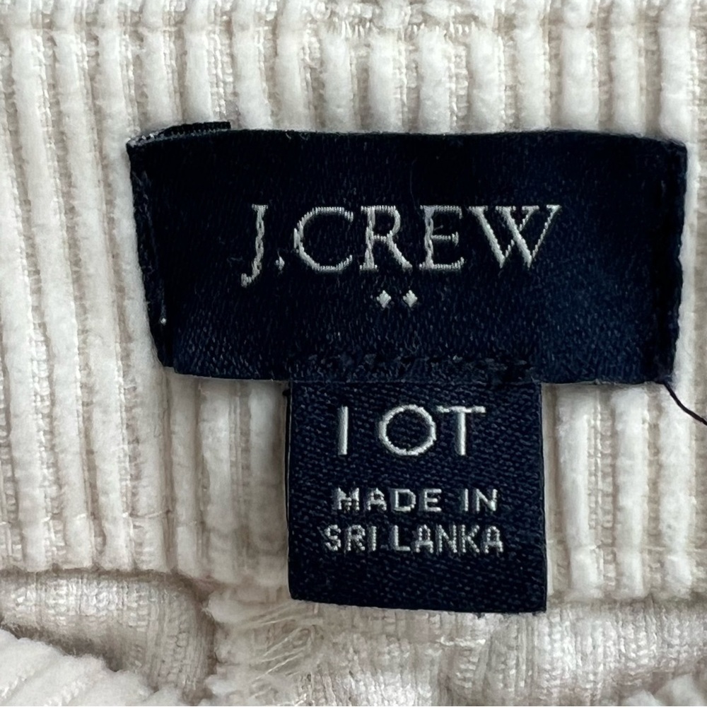 J Crew Factory Wide-leg corduroy trouser Women's Size 10 Tall Ecru Cream Preppy - Picture 9 of 14